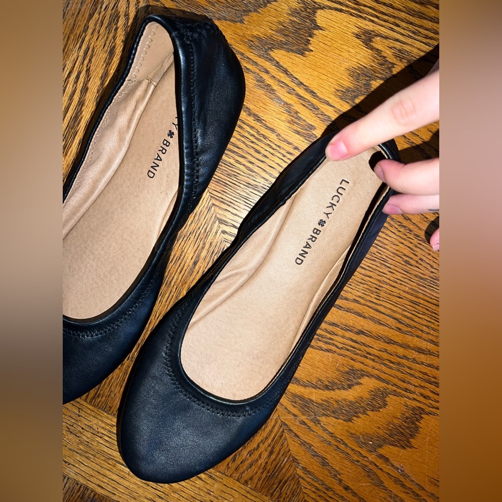 Lucky Brand Black Leather Flats